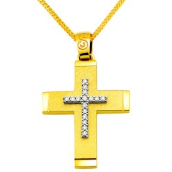 Χρυσός βαπτιστικός σταυρός Κ14 με αλυσίδα